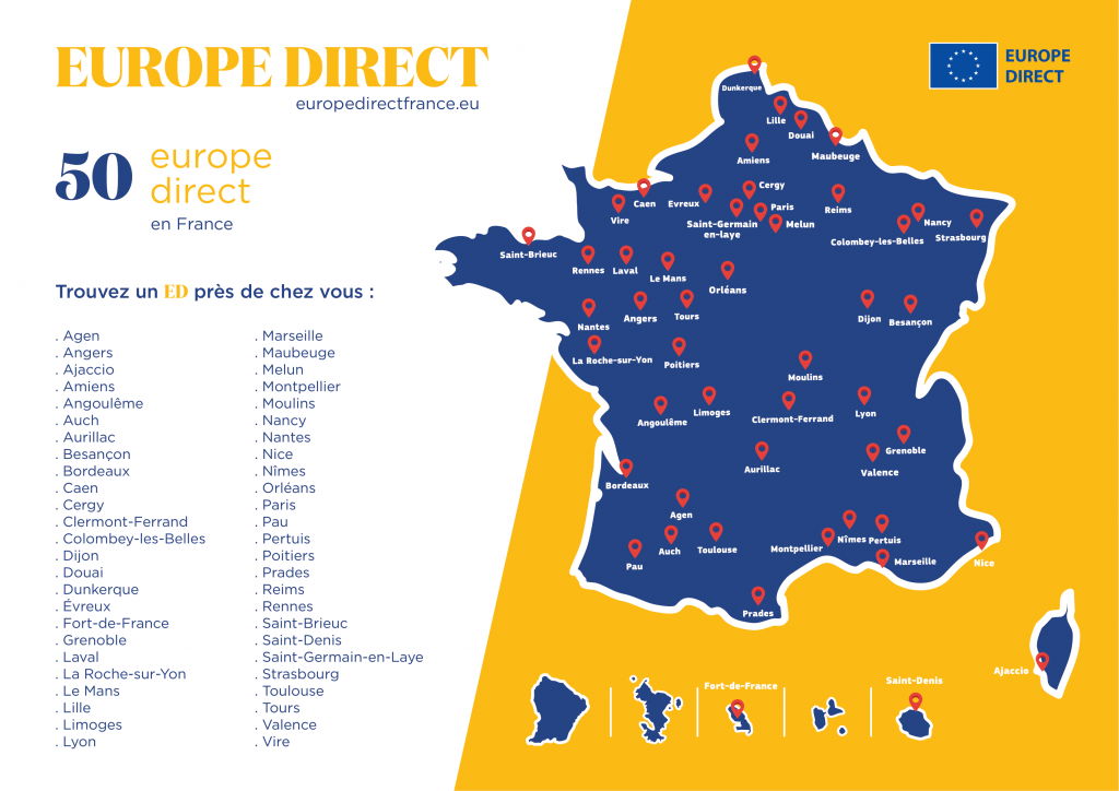 Carte de tous leseuropes diret en France